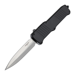 Hogue Incursion OTF 3.9" Double Edge Dagger 154CM Stone Tumbled Automatic - Matte Black Aluminum