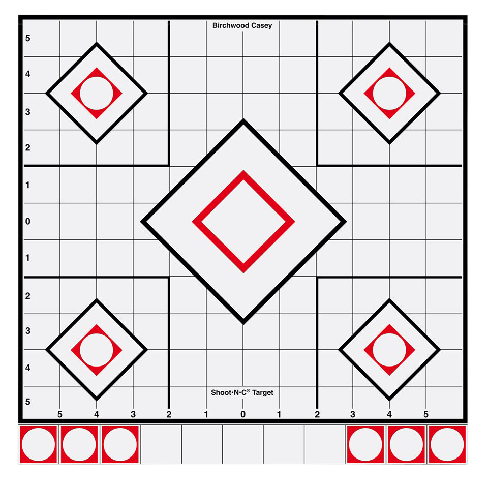 Birchwood Casey Shoot-N-C Sight-In 12" 5-Diamond Self-Adhesive Reactive Paper Target 5-Pack