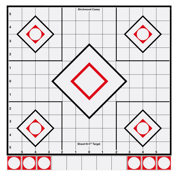 Birchwood Casey Shoot-N-C Sight-In 12" 5-Diamond Self-Adhesive Reactive Paper Target 5-Pack