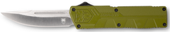 CobraTec Knives Lightweight 3.25" OTF Drop Point Plain D2 Steel OD Green Aluminum Handle