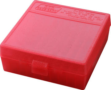 MTM Case-Gard P-100 Flip-Top Ammo Box 44 Mag/45 LC 100rd Clear Red Polypropylene