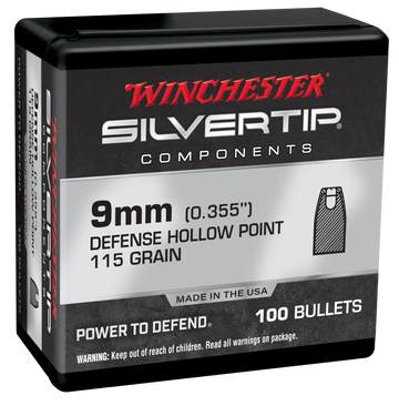 Winchester Ammo Silvertip Hollow Point 9mm 115gr Reloading Bullets - 100/Box