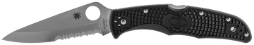 Spyderco C10PSBK Endura 4 Lightweight 3.75" VG-10 Drop Point Part Serrated FRN Black Handle Folding Knife