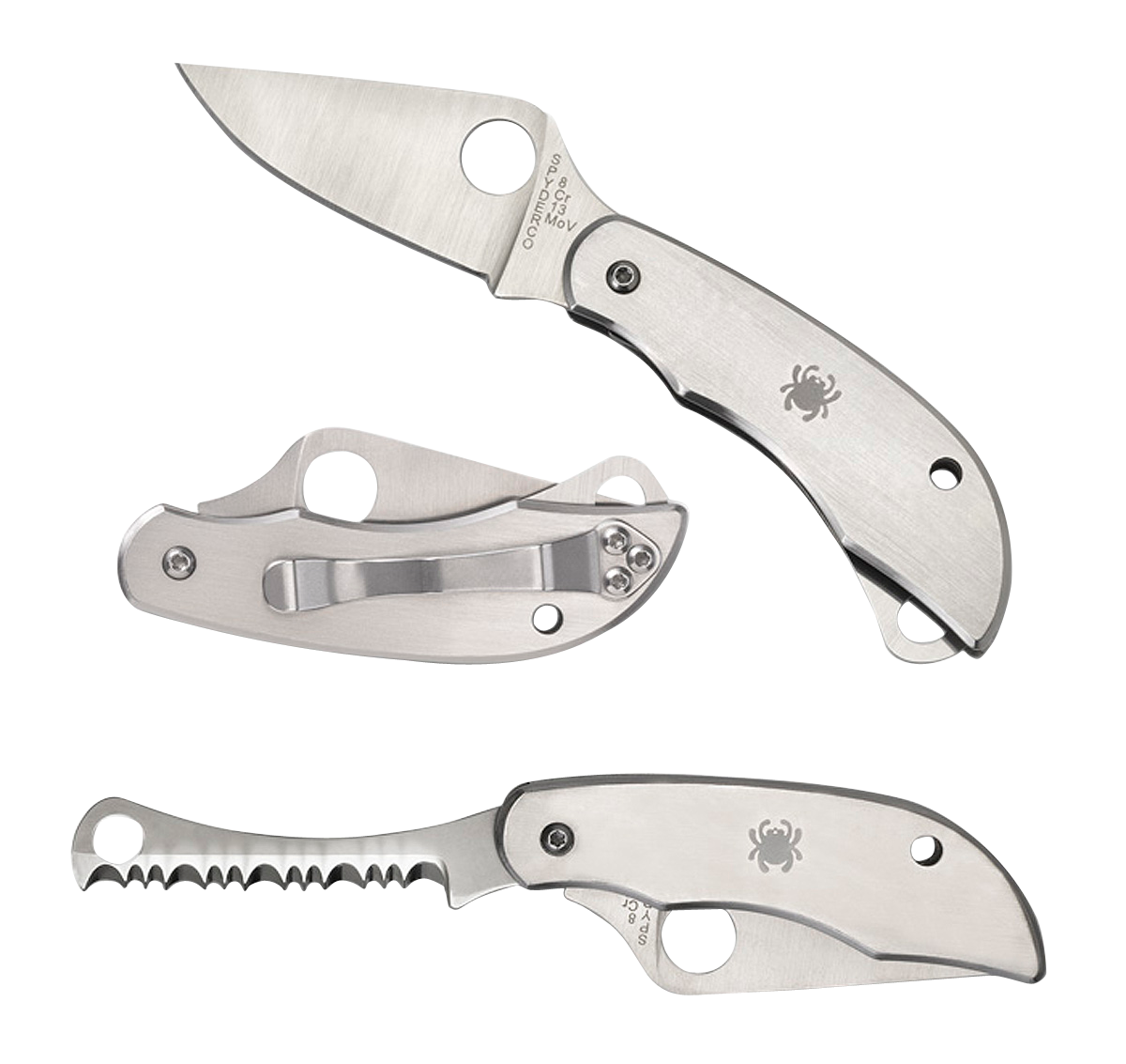 Spyderco Clipitool C176P&S 2.02" 8Cr13MoV Part Serrated Stainless Steel Folding Knife