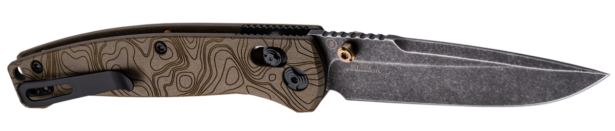 Hogue Mysto 3.4" Folding Drop Point Plain Black Stonewashed CPM MagnaCut - Browns Point Richlite Handle
