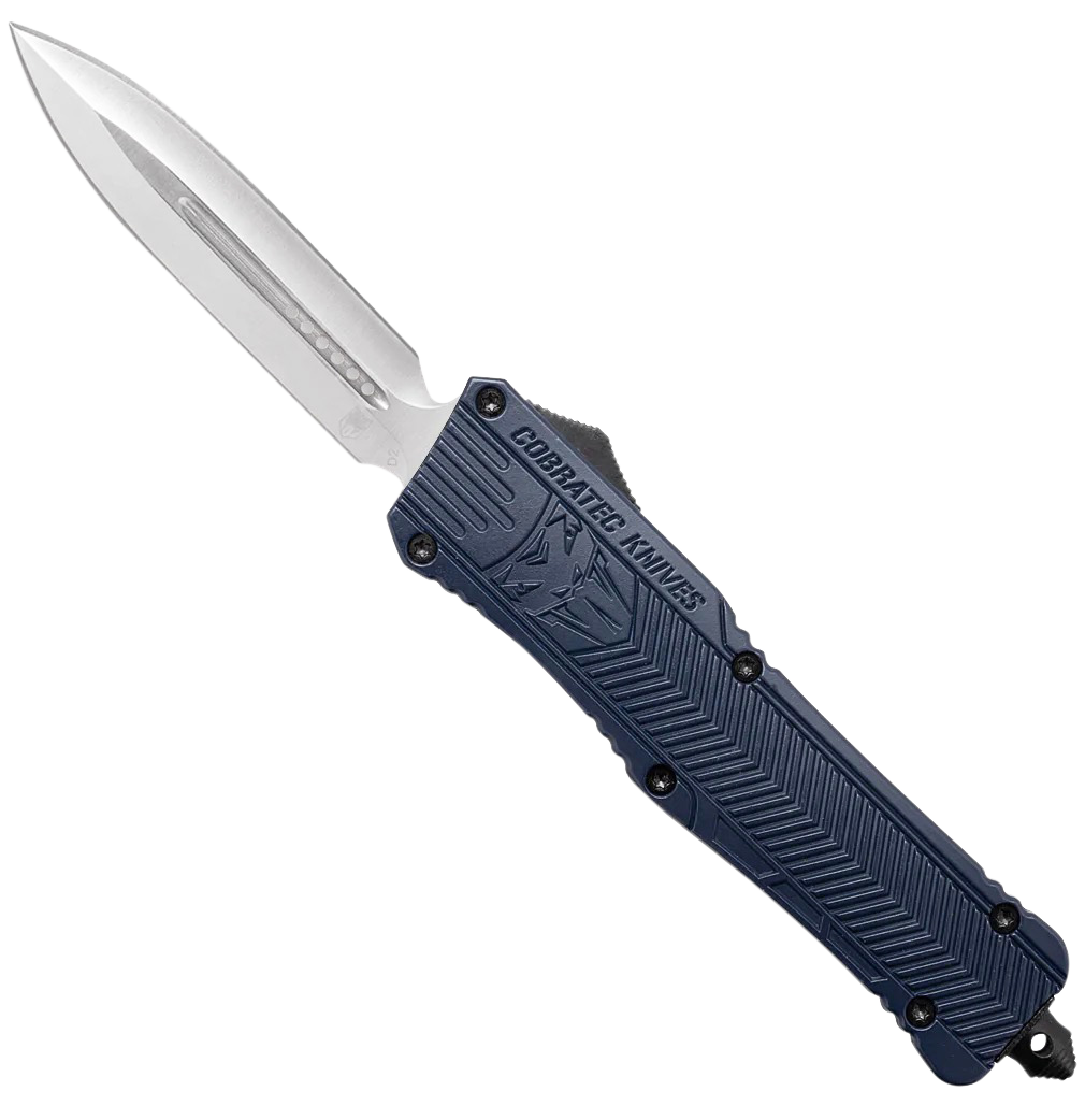 CobraTec CTK-1 Large 3.75" OTF Dagger D2 Steel NYPD Blue Aluminum Handle