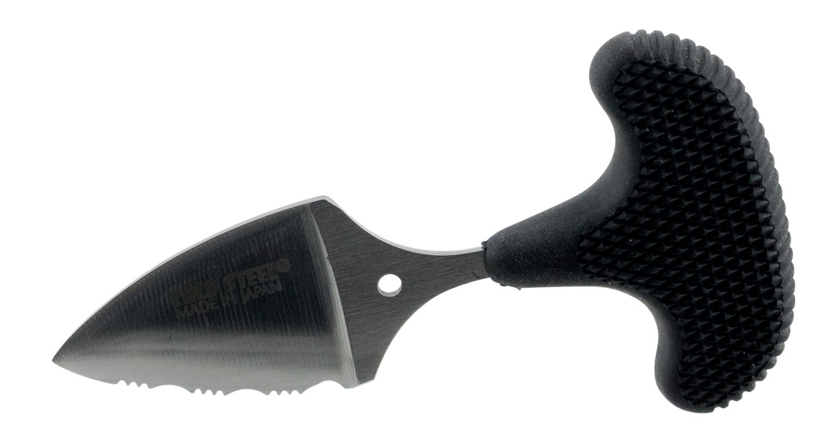 Cold Steel Mini Pal 1" Fixed Serrated AUS-8A SS Drop Point Black Handle