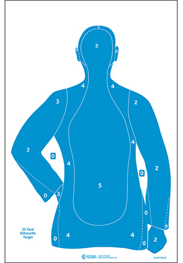 Action Target B21E Qualification Silhouette Paper Hanging Target 23" x 35" Blue 100/Box