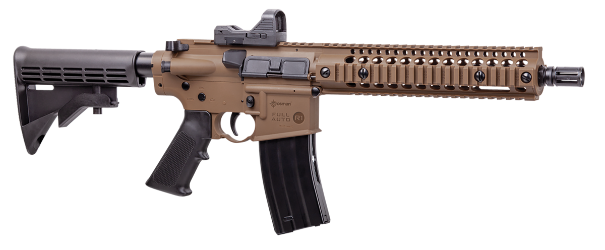 Crosman CFAR1X Full Auto R1 BB Air Rifle CO2 177 25rd Flat Dark Earth Black 6-Position Stock