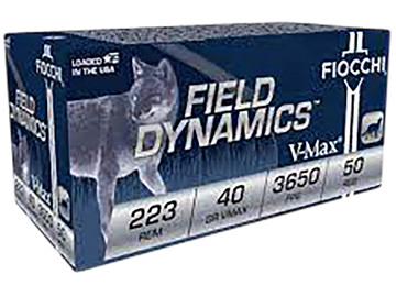 Fiocchi Field Dynamics 223 Rem 40gr V-Max 50 Bx/4 Cs - Box or Case