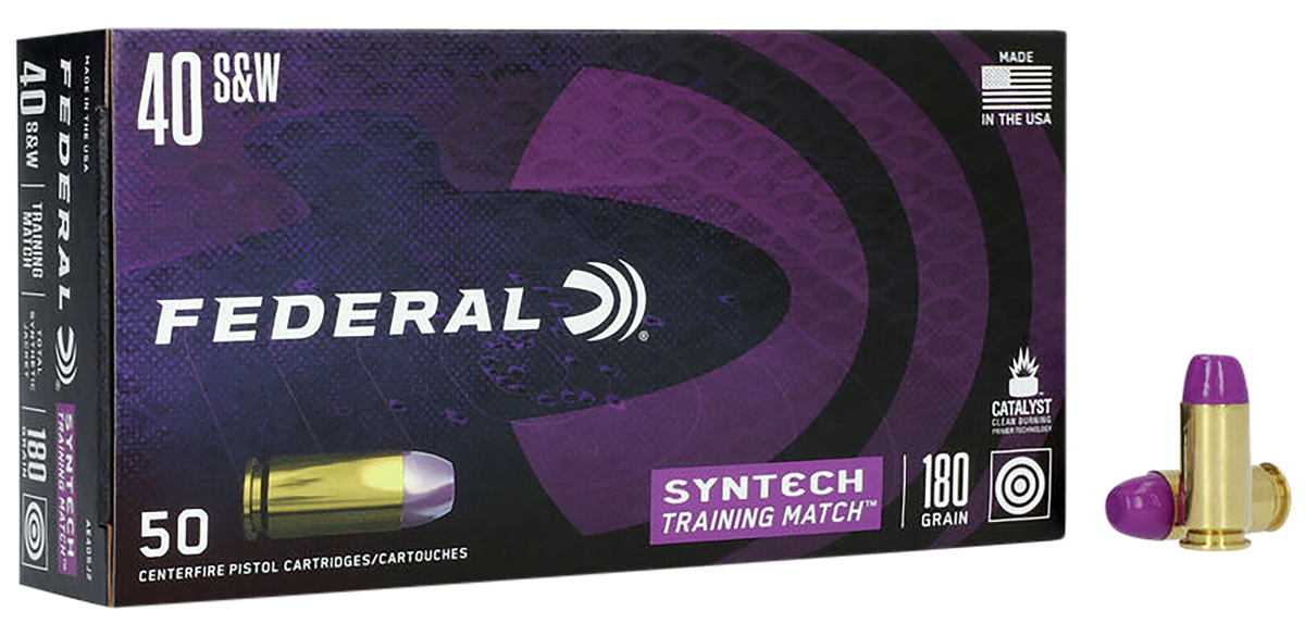 Federal Syntech Training Match 40 S&W 180gr Total Syntech Jacket Flat Nose - Box or Case