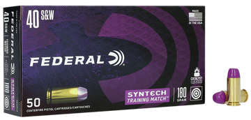 Federal Syntech Training Match 40 S&W 180gr Total Syntech Jacket Flat Nose - Box or Case