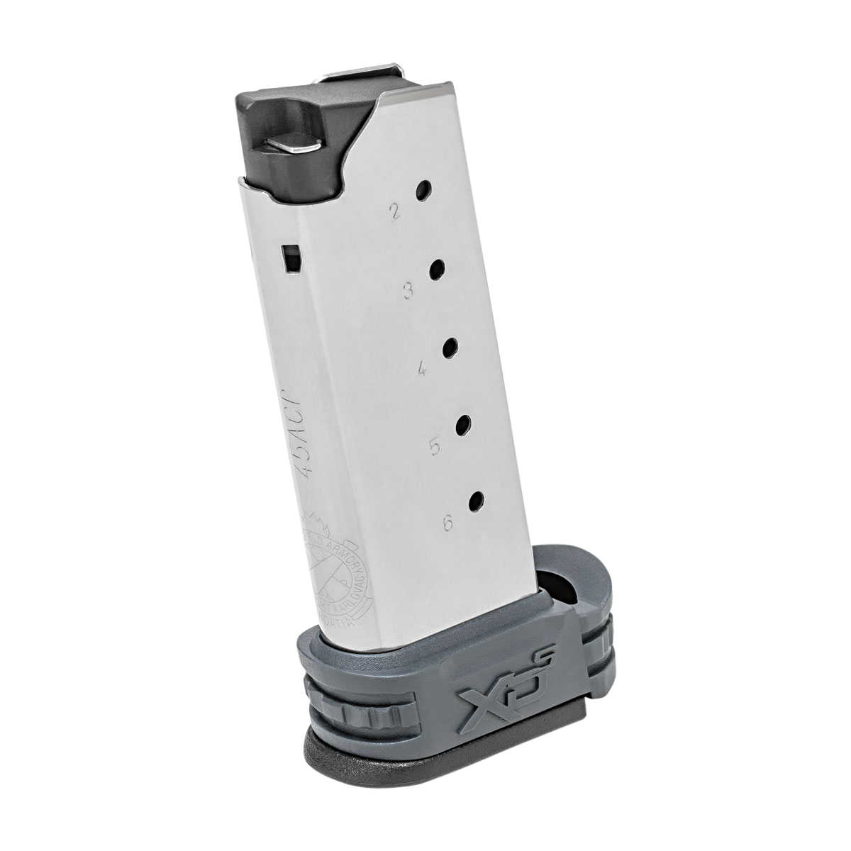 Springfield Armory XD-S Mod.2 45 ACP 6-Rd Pistol Magazine - Stainless w/Gray Sleeve