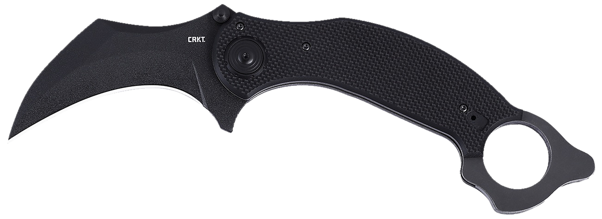 Columbia River CRKT 2635 DU Hoc Deadbolt 3.62" Folding Karambit Plain Black Powder Coated D2 Steel Blade Black G10 Handle
