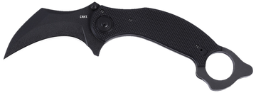 Columbia River CRKT 2635 DU Hoc Deadbolt 3.62" Folding Karambit Plain Black Powder Coated D2 Steel Blade Black G10 Handle