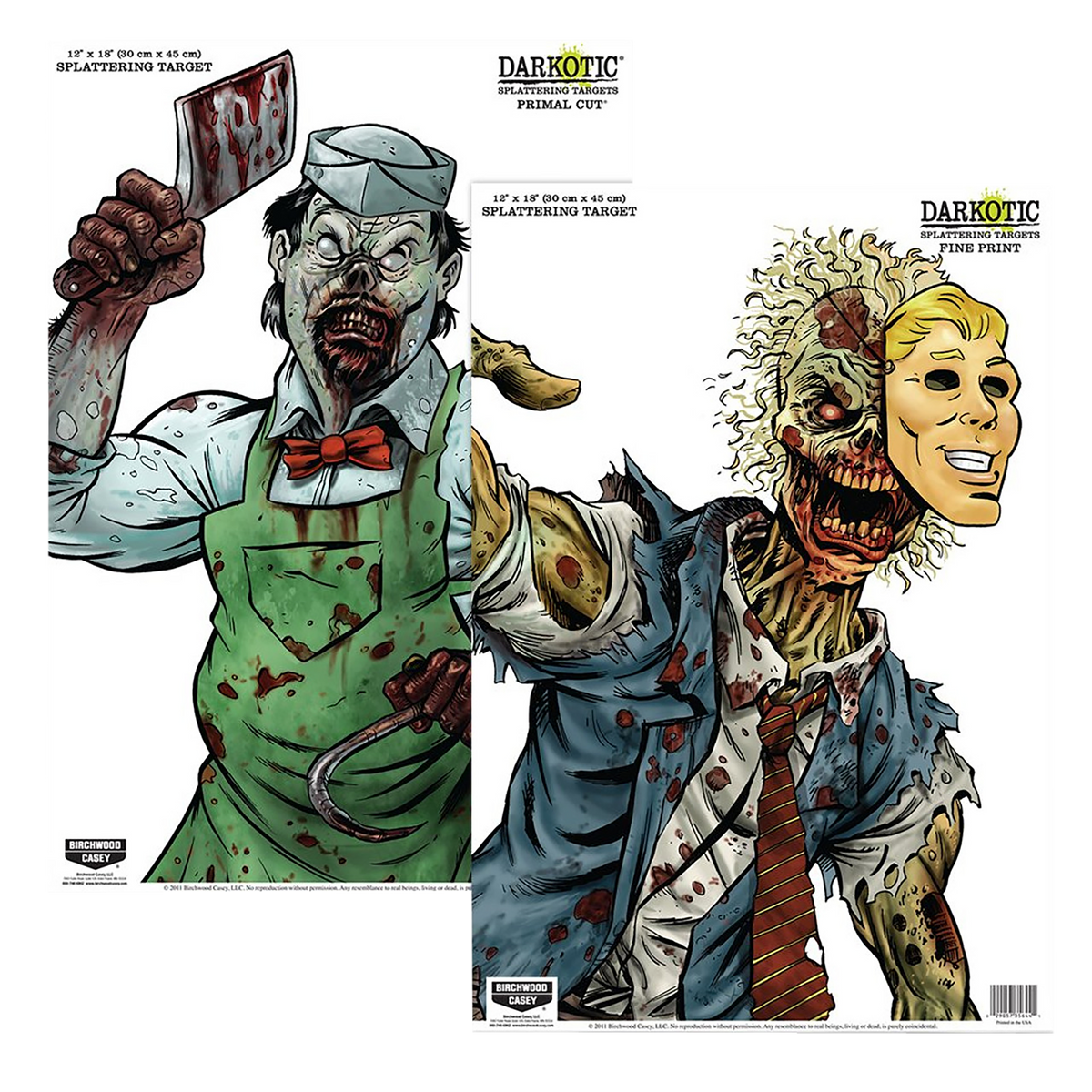 Birchwood Casey Darkotic Primal Cut 12"x18" Splatter Hanging Paper Target - Zombie Butcher/Lawyer - 8 Targets