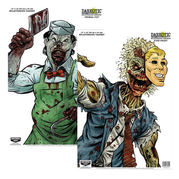 Birchwood Casey Darkotic Primal Cut 12"x18" Splatter Hanging Paper Target - Zombie Butcher/Lawyer - 8 Targets