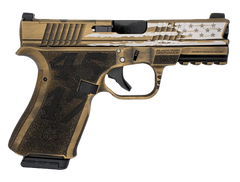 Black Rain Frontline Trump Custom 9mm Luger 4" 15+1 Semi-Auto Pistol - Gold Battleworn