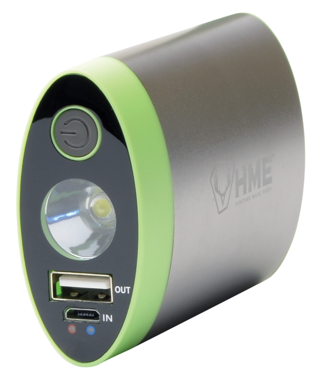HME HW Hand Warmer with Flashlight 4400mAh Li-ion Rechargeable - Silver/Green