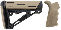 Hogue 15356 OverMolded Collapsible Buttstock & Beavertail Grip Kit - AR-15/M16 Mil-Spec Flat Dark Earth