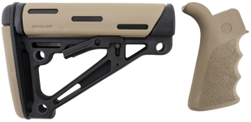 Hogue 15356 OverMolded Collapsible Buttstock & Beavertail Grip Kit - AR-15/M16 Mil-Spec Flat Dark Earth