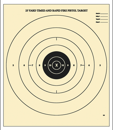 Action Target B-8 Competition NRA Time & Rapid Fire Bullseye Paper Hanging Target 21" x 24" 100/Box