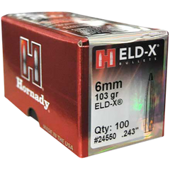 Hornady ELD-X 6mm .243 103 gr Rifle Reloading Bullets - 100/Box