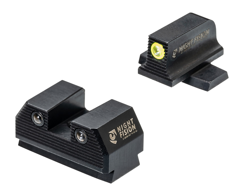 Night Fision Optics Ready Stealth Night Sight Set - Sig P365 / Holosun 507K Footprint - Yellow Front Ring / Green Tritium Rear