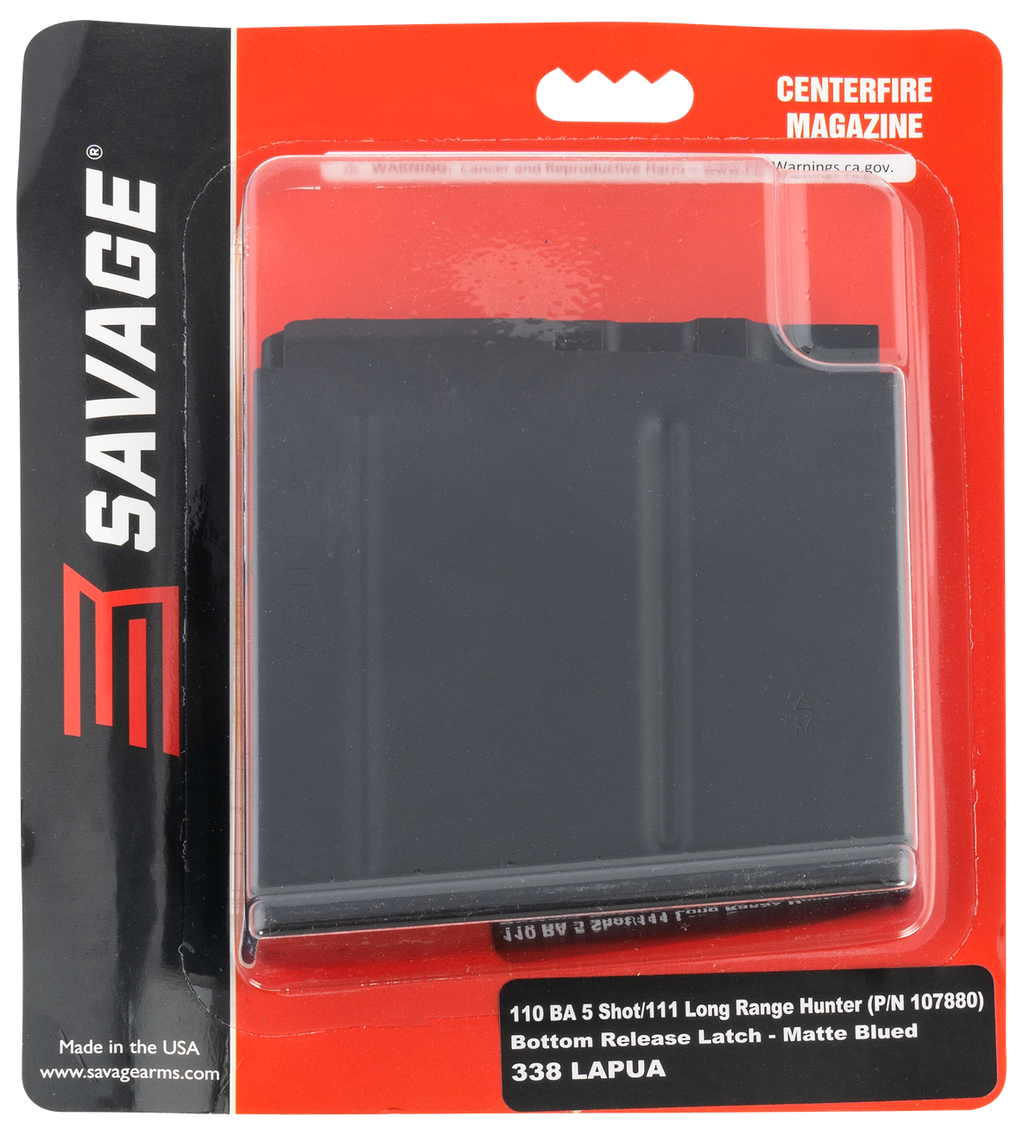 Savage 110BA 338 Lapua Mag 5rd Blued Steel Detachable Magazine - Fits 110/111 Long Range Hunter