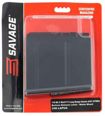 Savage 110BA 338 Lapua Mag 5rd Blued Steel Detachable Magazine - Fits 110/111 Long Range Hunter