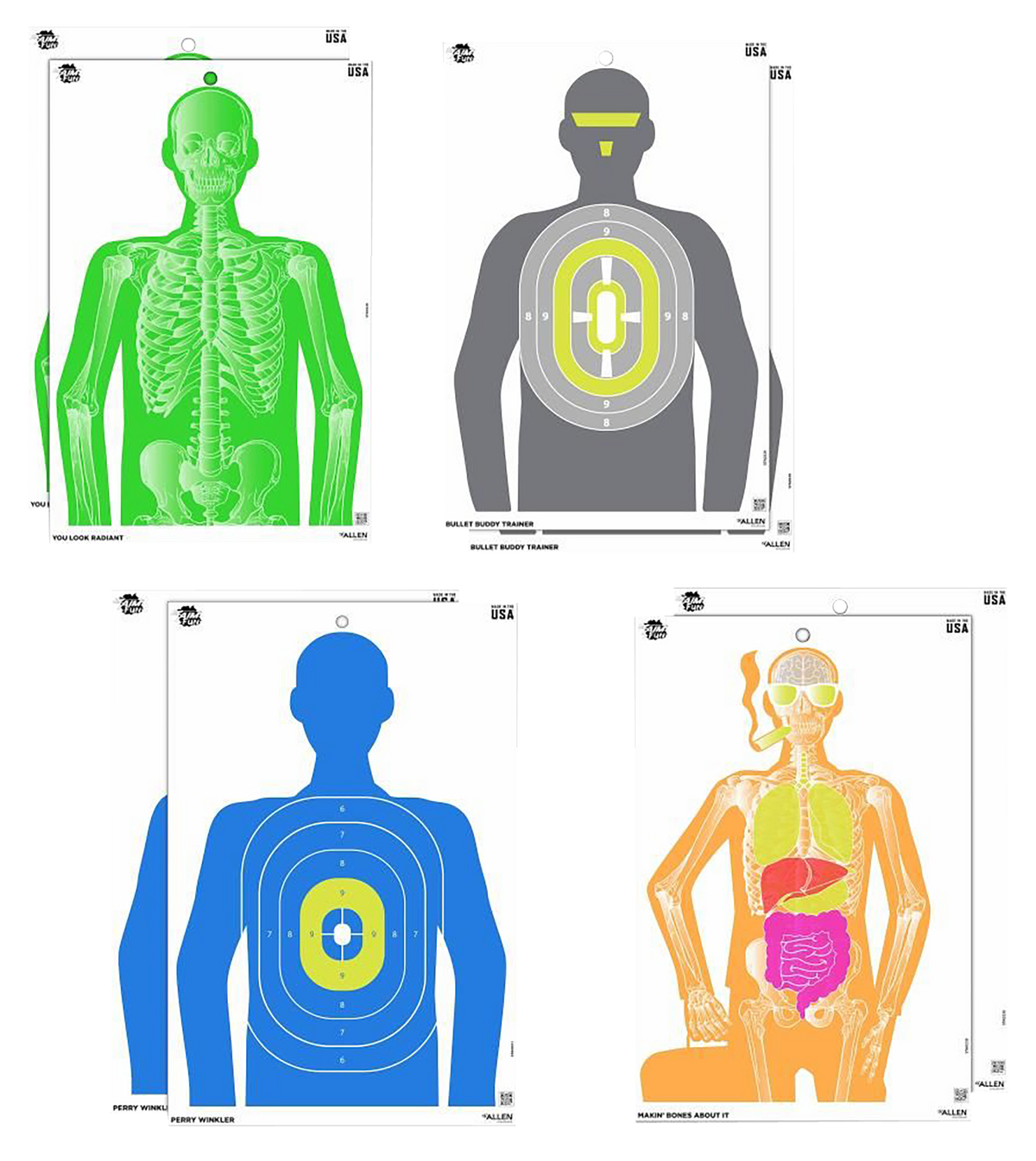 EZ-Aim Imposing Figure Silhouette Paper Target 12x18 Multi-Color 8 Pack