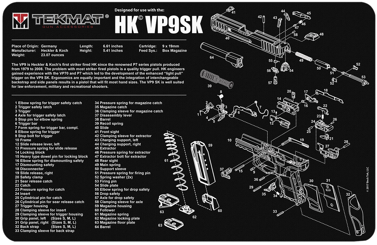 TekMat HK VP9SK Cleaning Mat 11"x17" Black / White Rubber