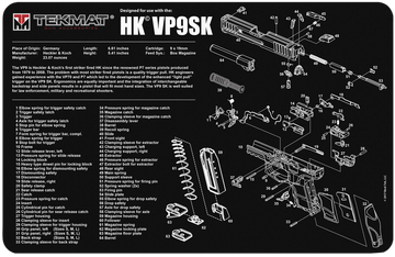 TekMat HK VP9SK Cleaning Mat 11"x17" Black / White Rubber