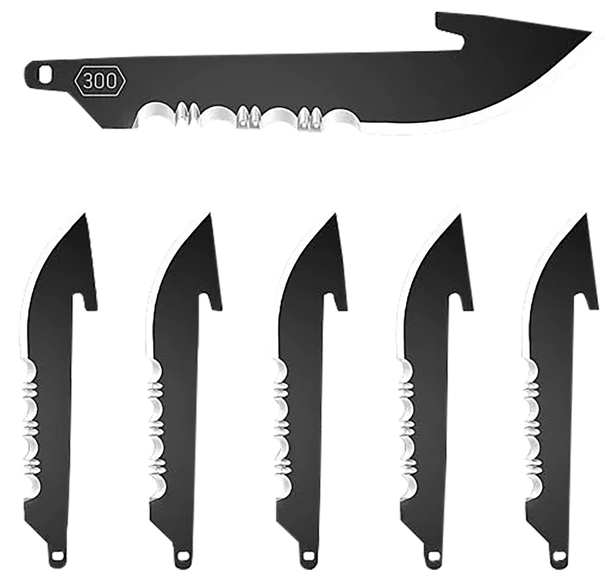 Outdoor Edge RazorSafe RRS30K6C 3" Black Serrated Drop Point Replacement Blades - 6-Pack