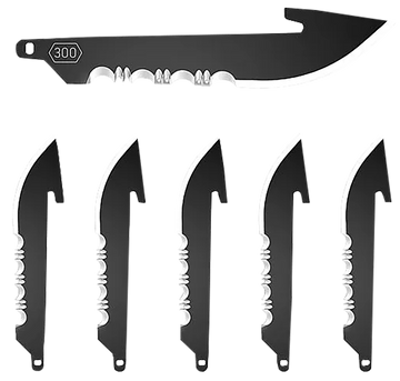 Outdoor Edge RazorSafe RRS30K6C 3" Black Serrated Drop Point Replacement Blades - 6-Pack