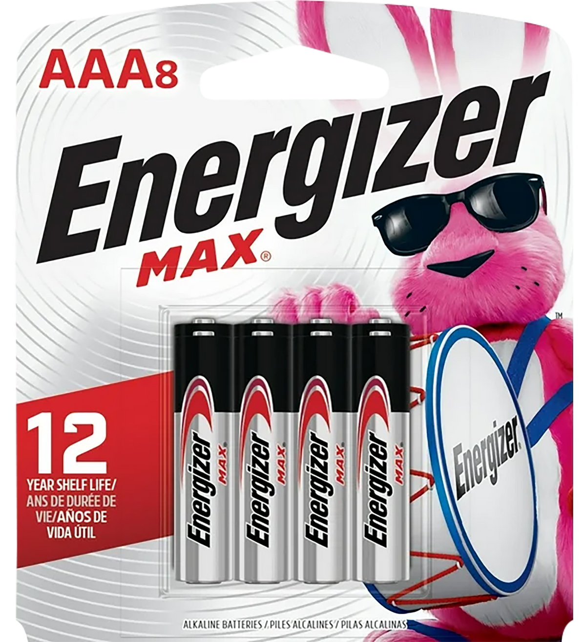 Energizer E92MP8 MAX AAA 1.5V Alkaline Batteries (8-Pack) - Black / Silver