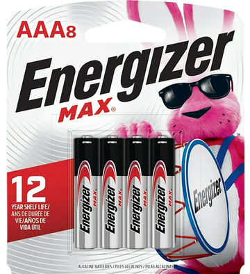 Energizer E92MP8 MAX AAA 1.5V Alkaline Batteries (8-Pack) - Black / Silver