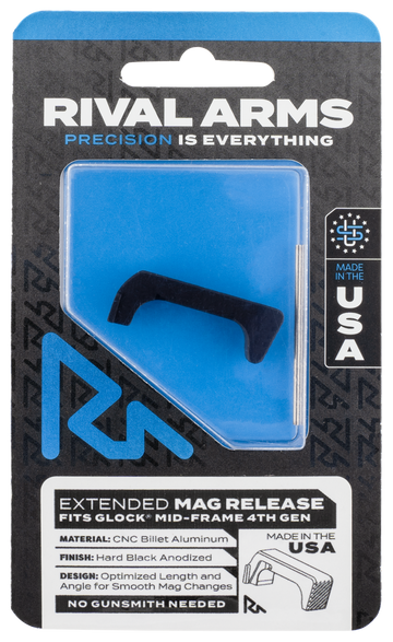 Rival Arms RA72G002A Extended Magazine Release for Glock Gen4 - Hard Black Anodized Aluminum
