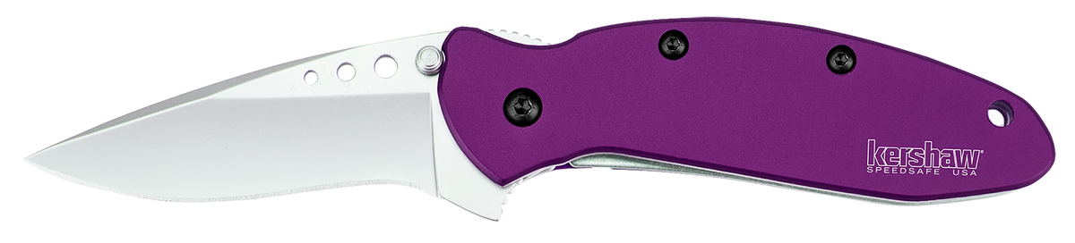 Kershaw Scallion 2.40" Folding Drop Point Plain 420HC SS Knife - Purple Anodized Aluminum