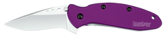 Kershaw Scallion 2.40" Folding Drop Point Plain 420HC SS Knife - Purple Anodized Aluminum