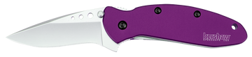 Kershaw Scallion 2.40" Folding Drop Point Plain 420HC SS Knife - Purple Anodized Aluminum