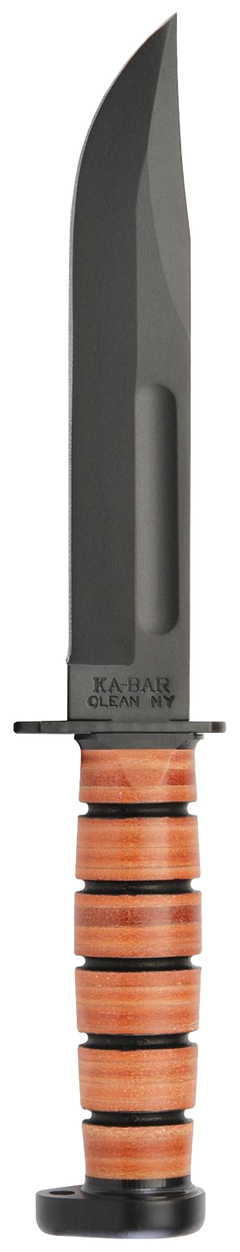 Ka-Bar 1317 Dog's Head 7" Fixed Clip Point Plain Brown Leather Handle