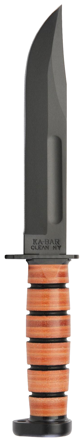 Ka-Bar 1317 Dog's Head 7" Fixed Clip Point Plain Brown Leather Handle