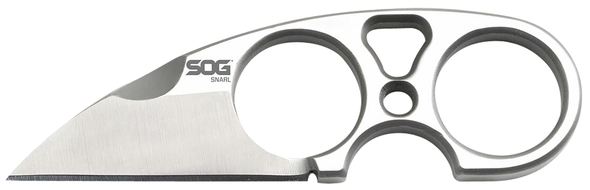 S.O.G Snarl 2.30" Fixed Plain Sheepsfoot Satin 9Cr18MoV SS Silver Handle