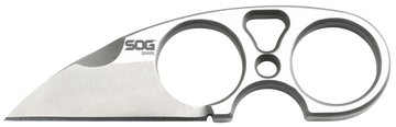 S.O.G Snarl 2.30" Fixed Plain Sheepsfoot Satin 9Cr18MoV SS Silver Handle