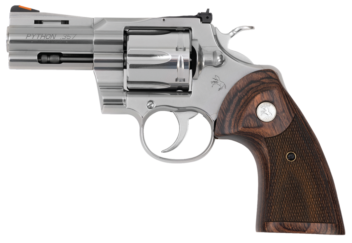 Colt Mfg Python 357 Mag/38 Special 3" 6-Shot DA/SA Revolver - Stainless/Walnut