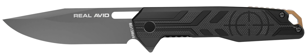 Real Avid RAV-7 EDC 3.25" Folding Drop Point Plain 8Cr13MoV Titanium Blade - Black G10 Handle