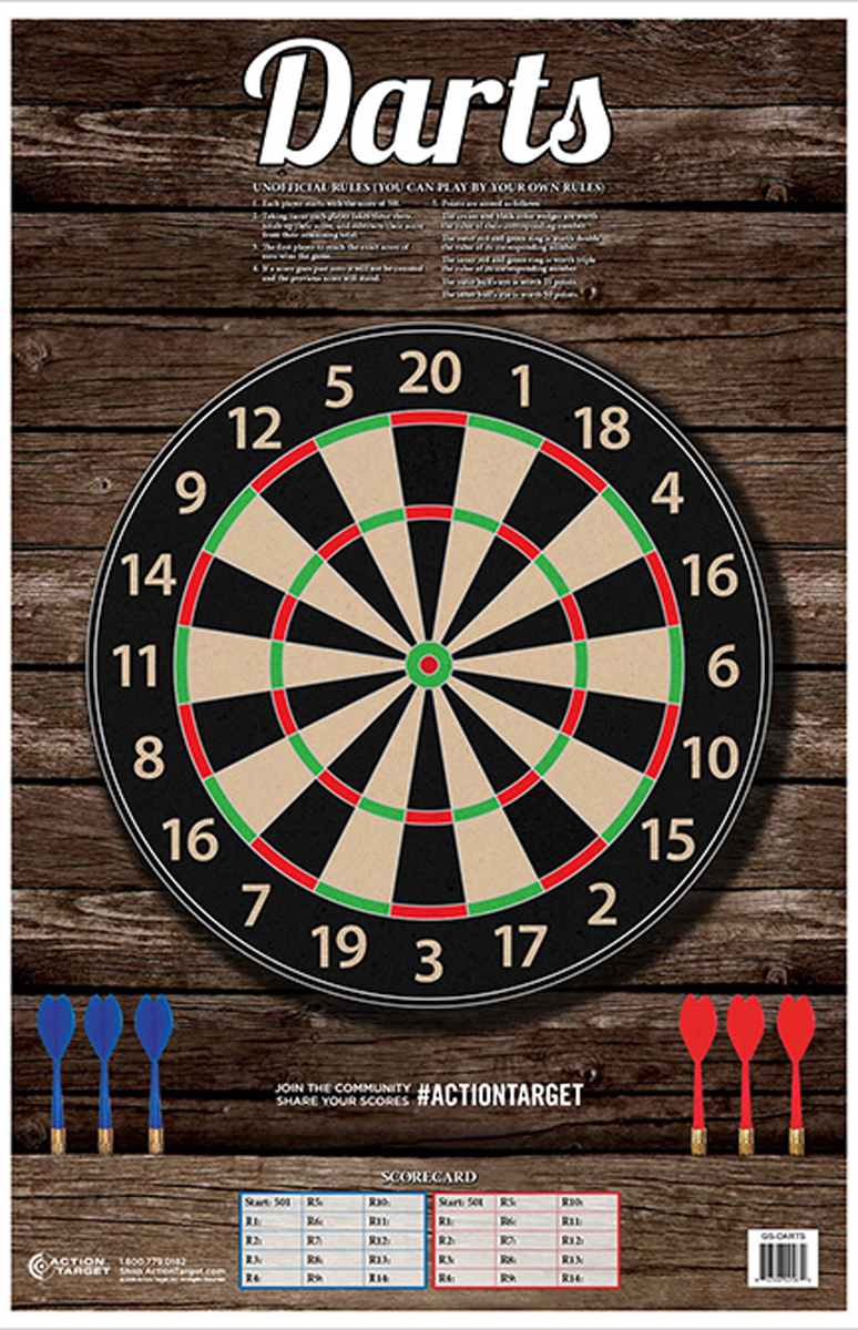 Action Target GSDARTS100 Entertainment Dart Board Paper Hanging Target 23" x 35" 100/Box
