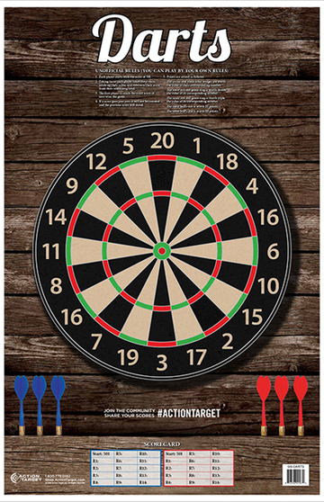 Action Target GSDARTS100 Entertainment Dart Board Paper Hanging Target 23" x 35" 100/Box