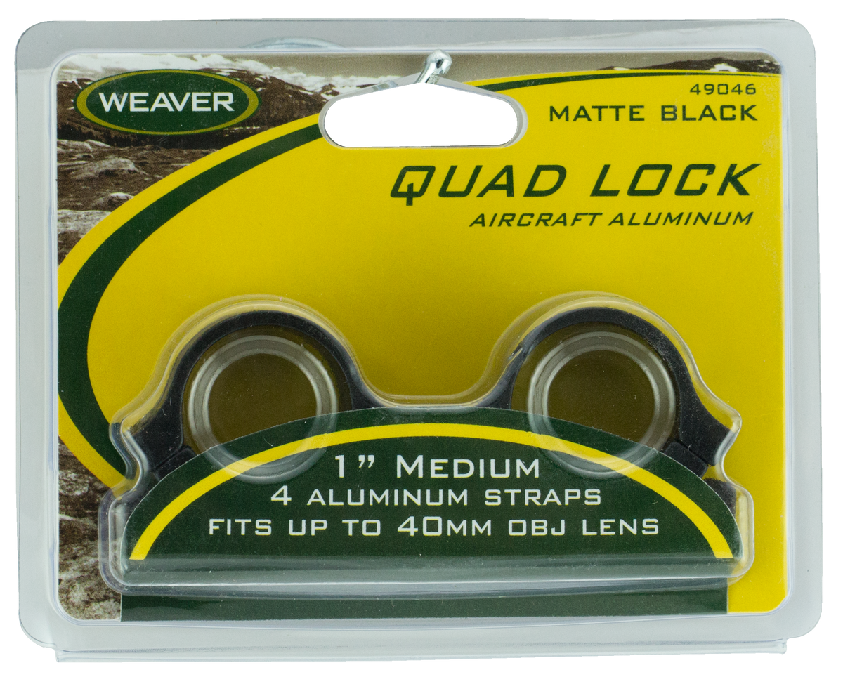 Weaver Mounts Quad Lock Detachable Scope Rings 1" Medium Matte Black - Quick Detach